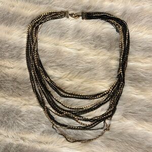 Express gold and black layered chain necklace